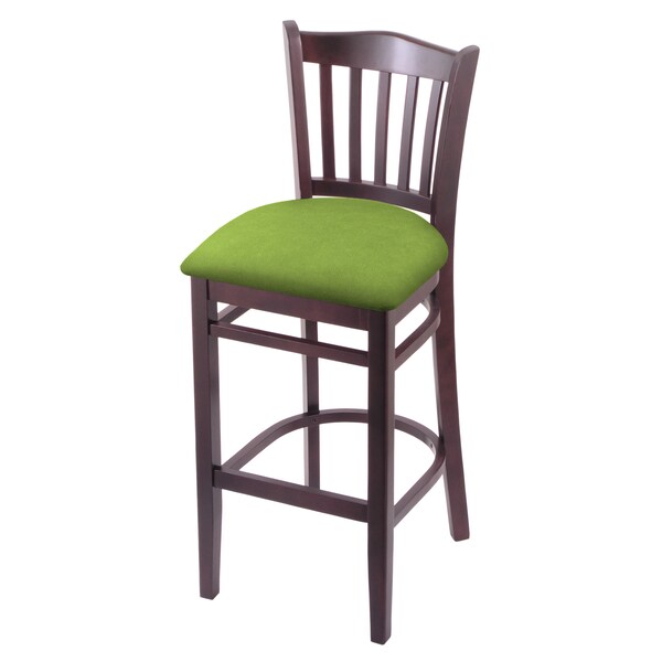 25" Counter Stool, Dark Cherry Finish, Canter Kiwi Green Seat